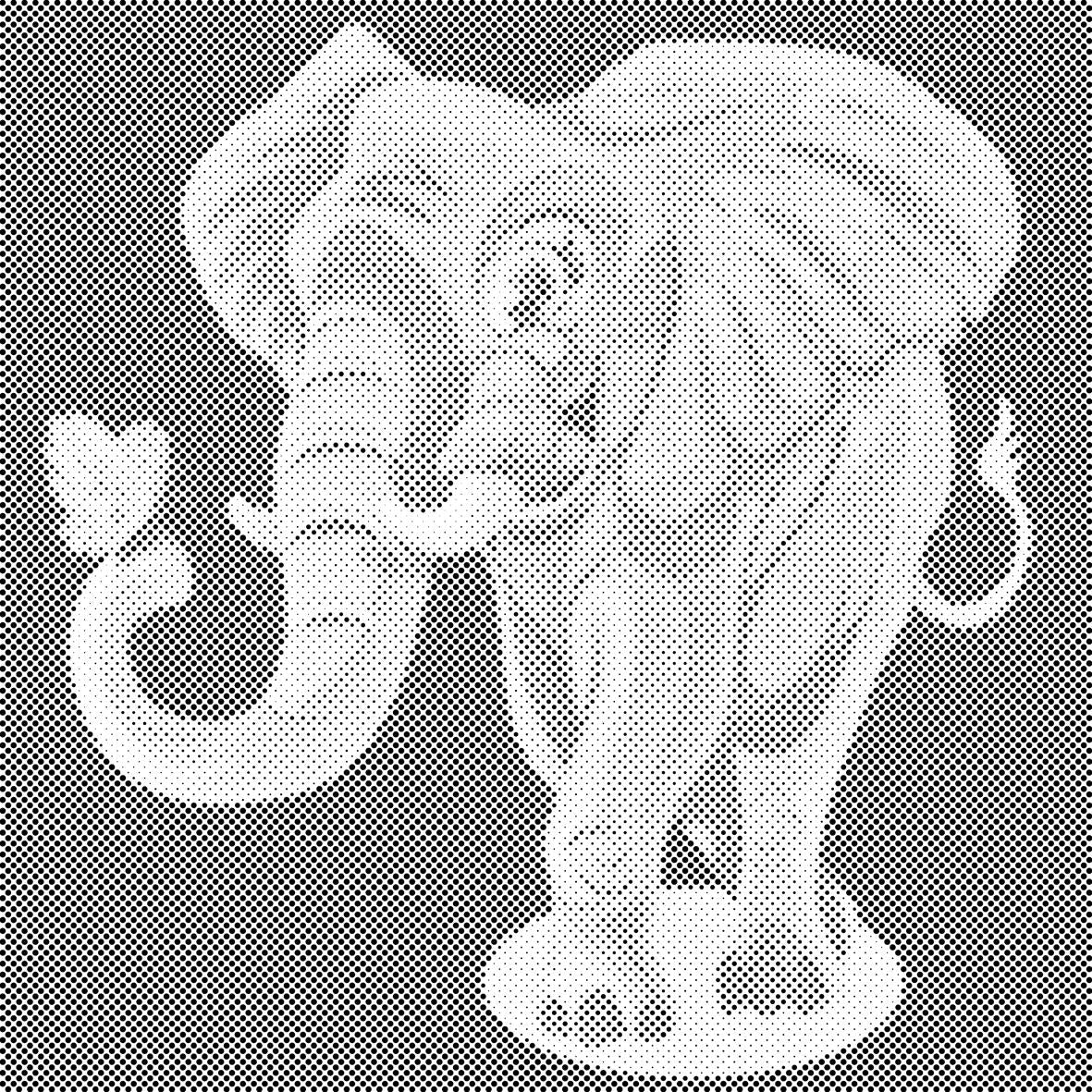 Cheerful Elephant with a Butterfly - Dottingo