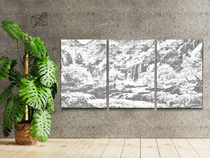 Trees in full bloom beside a Waterfall (set of 3) - Dottingo