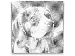 Beagle in shades of red and blue - Dottingo