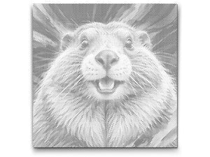 Beaver in shades of red and blue - Dottingo