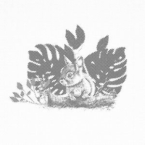 The rabbit and monstera plant - Dottingo