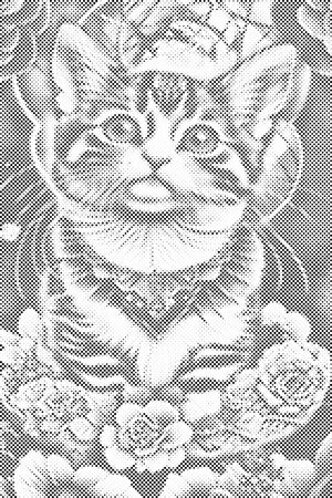 Kitten surrounded with flowers - Dottingo