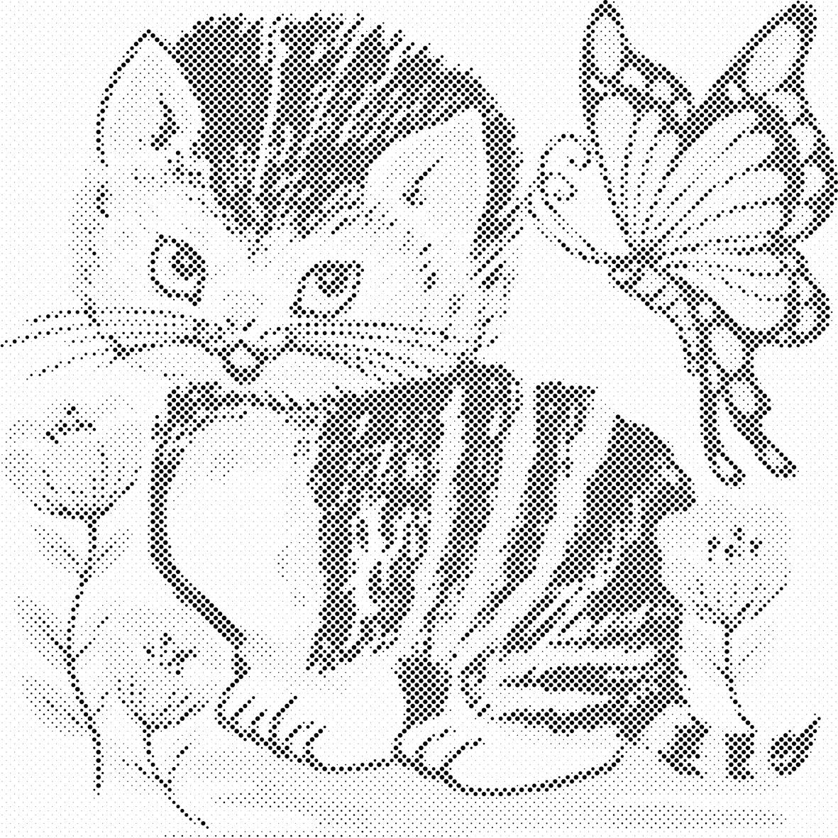 Cat with Butterfly - Dottingo