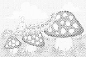 Caterpillar on Toadstools - Dottingo